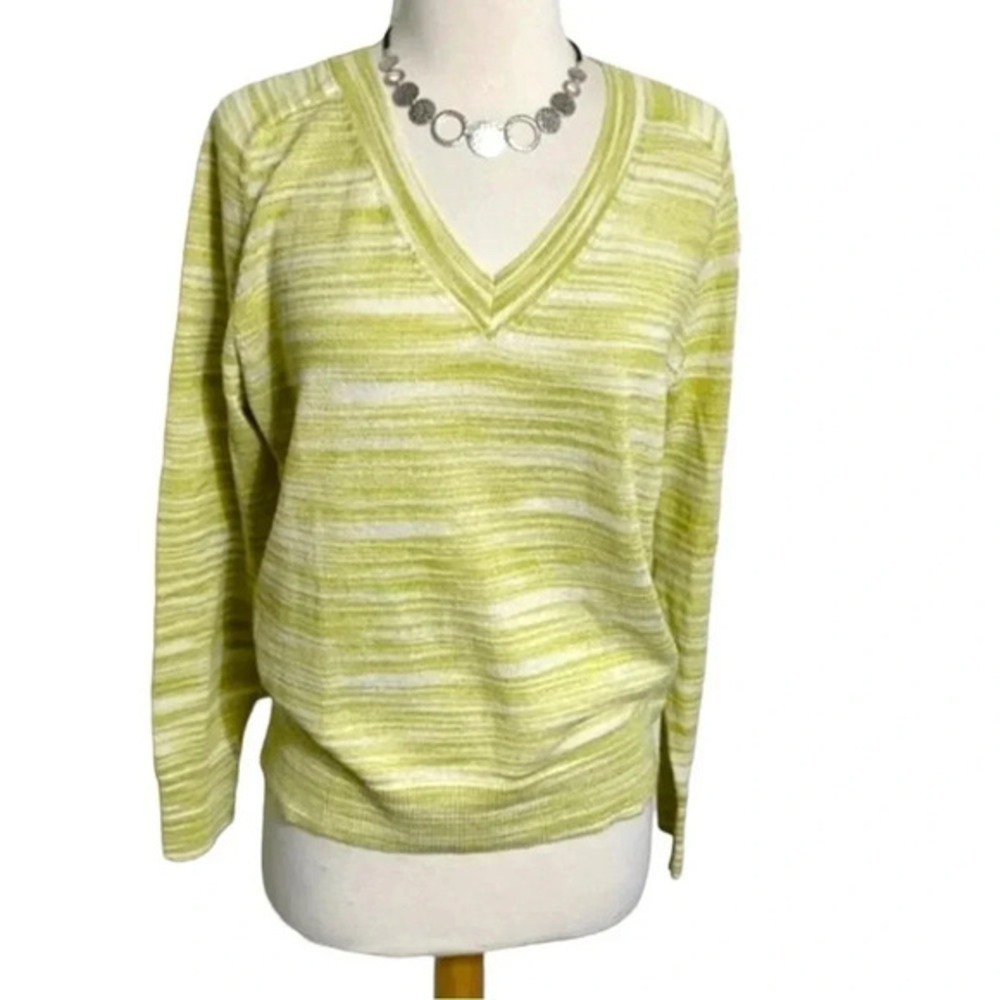 Moth Anthropologie Lime Green Space Dye V-Neck Knit Sweater Mens Medium